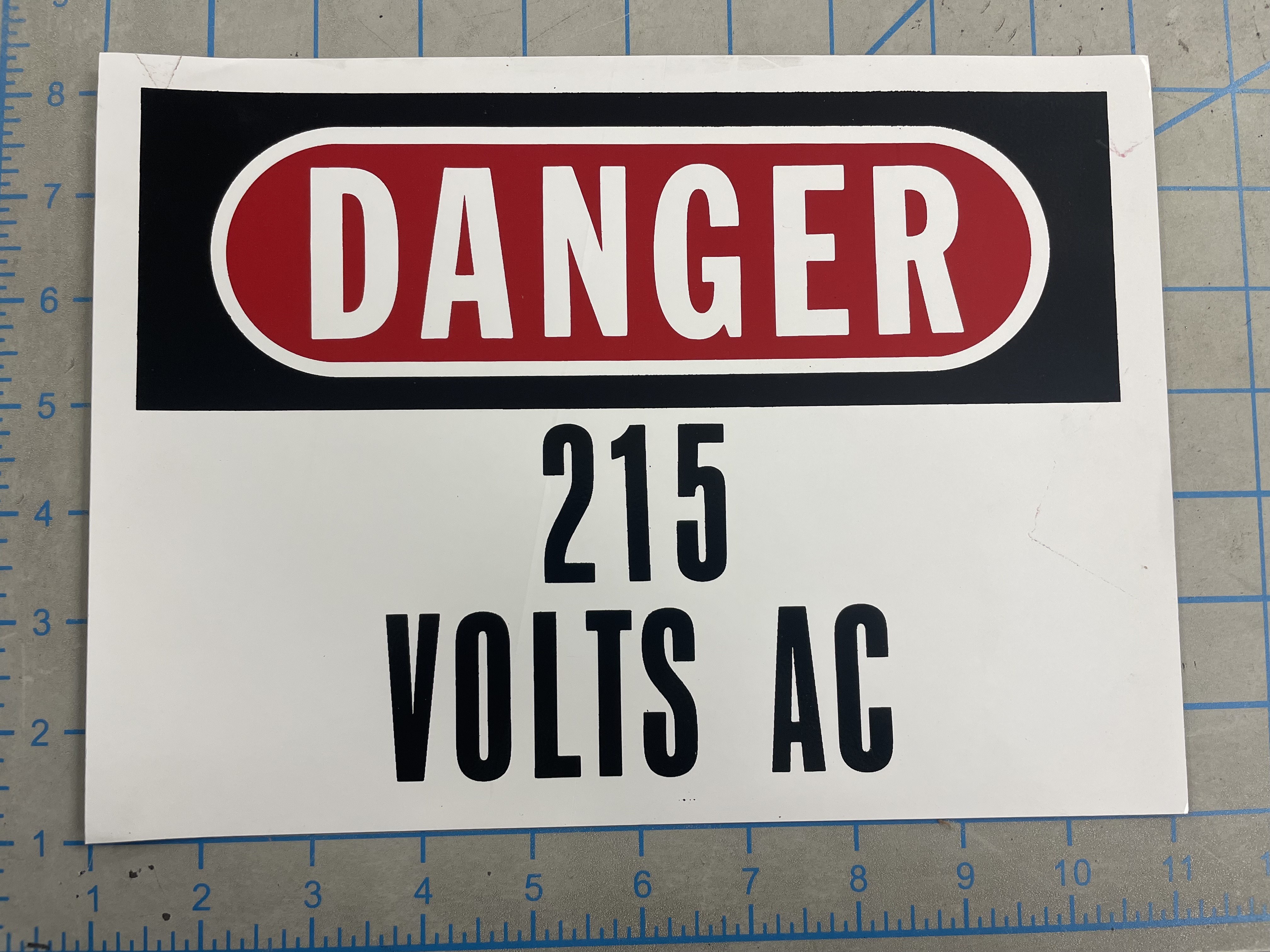 Decal, Danger 215 Volts AC - Uncategorized